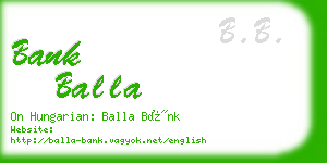 bank balla business card